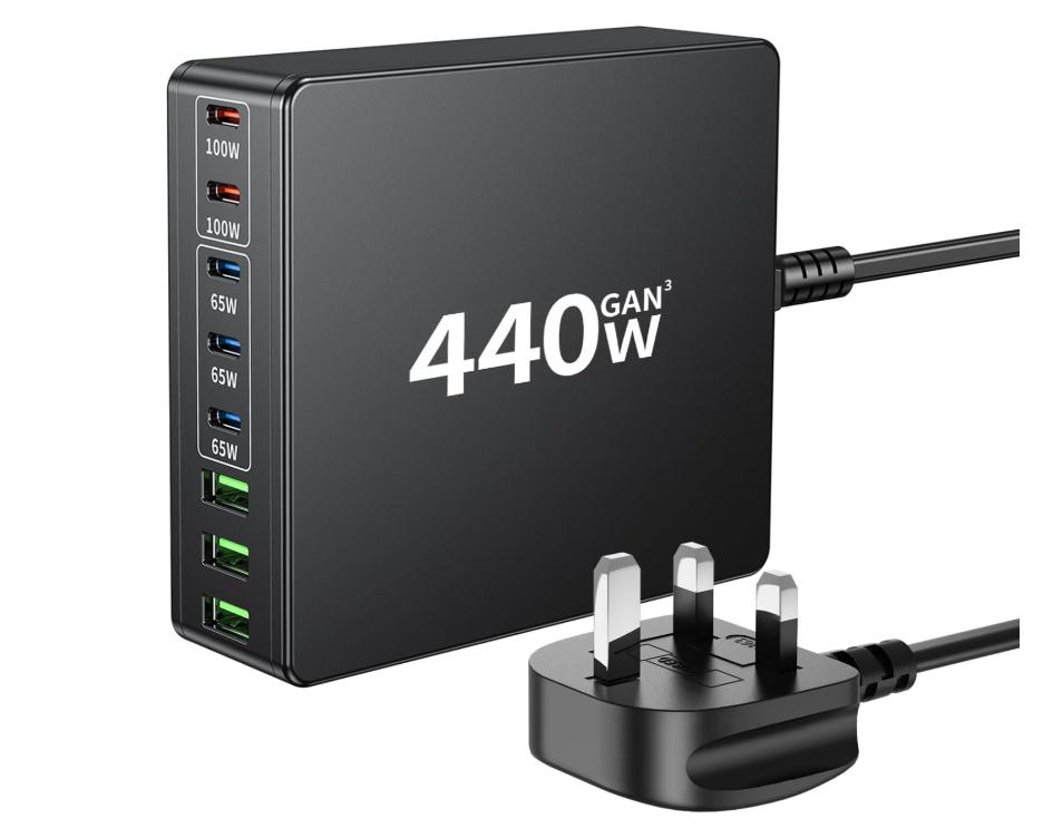 (image for) 440W USB-C 8-Port GAN Fast USB Charger multiport Station